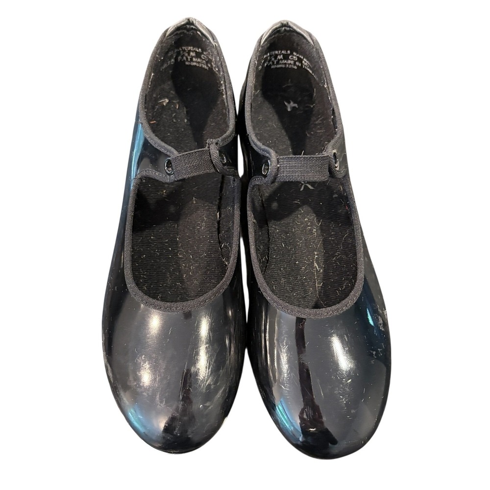 Capezio Jr. Tyette Tele Tone Tap Shoes Women 7.5M Black Patent Leather No Ribbon